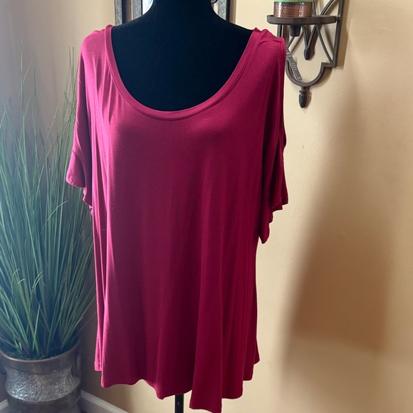 Lane Bryant Tops - Lane Bryant Red Short Sleeve Swing Top